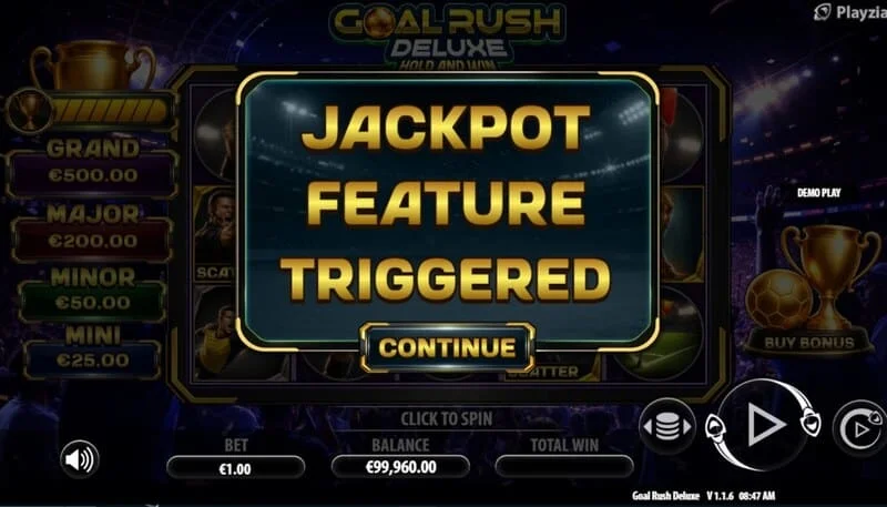 Goal Rush Deluxe - start av Jackpot Hold and Win med bonusballer