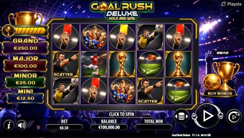 Goal Rush Deluxe - spillscreen i Free Spins-modus